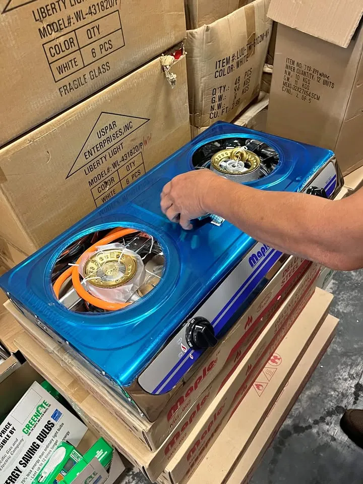 Blue Double Burner Portable Gas Stove